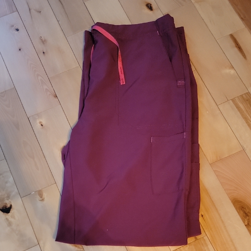 Purple Scrub Pants with Pink Drawstring